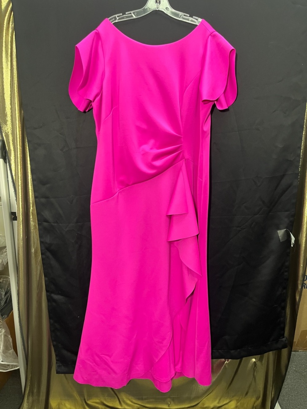 💖✨ Eliza J Hot Pink Scuba Knit Evening Gown | Size 18 | Bold Glam Statement 💃